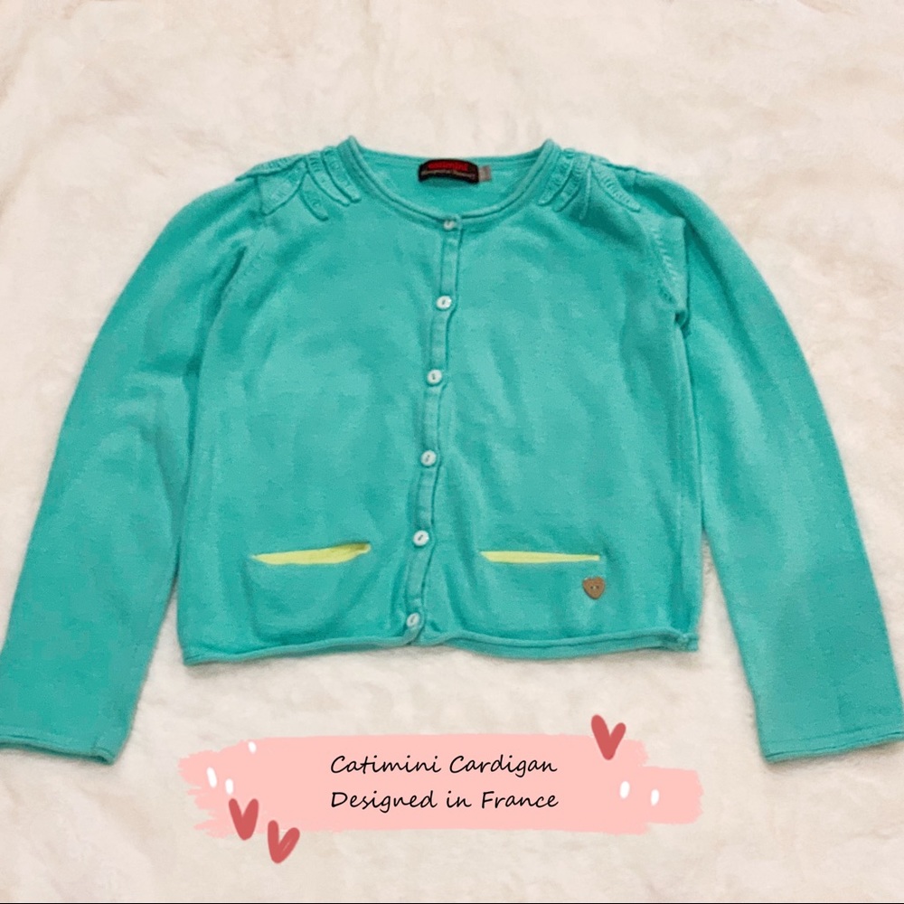 Catimini Girl Teal Cardigan Size 5(110)